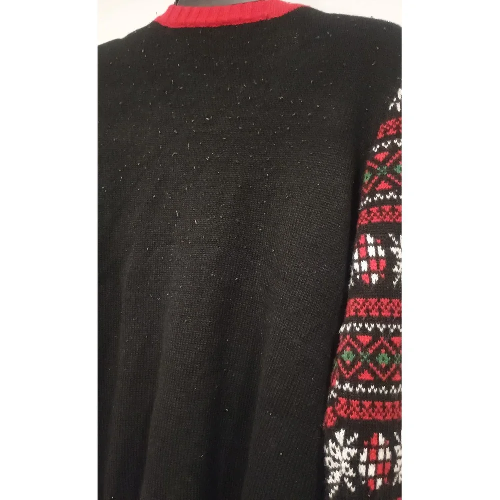 Holiday Time DJ T-Rex Sweater  XXL Black Ugly Christmas Dinosaur